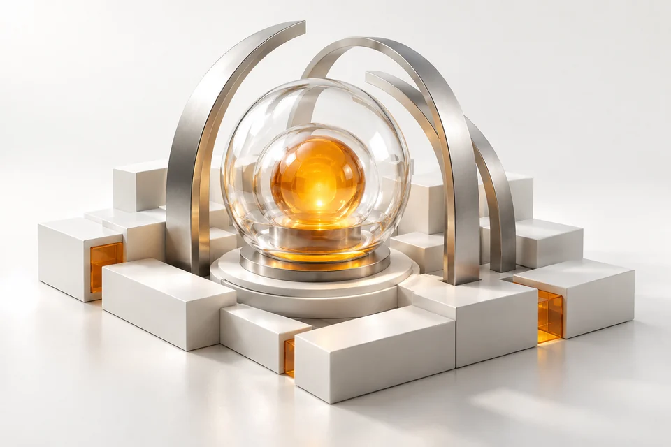 A transparent protective structure around an amber core representing resilient operations
